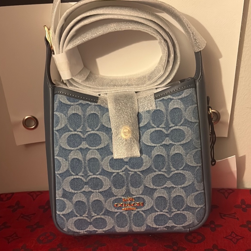Coach Denim Signature Monogram Crossbody in Blue